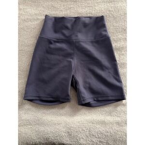 Wilo The Label Ribbed High Waisted‎ Biker Shorts Navy Charcoal New
